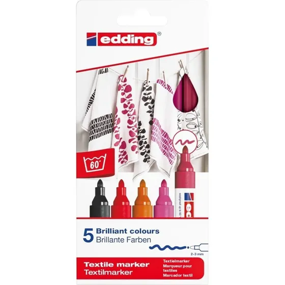 Edding Textilmarker Set Warm Colours 5er Set