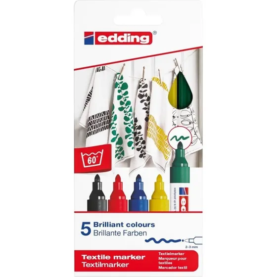 edding Textilmarker Set Basic 5er Set (2-3mm)