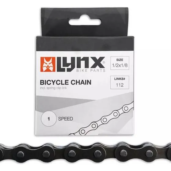 Lynx Fahrradkette 1/2 x 1/8 Zoll, 112 Glieder, Schwarz