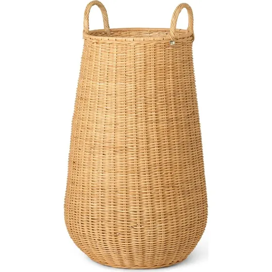 Ferm Living Wäschekorb Braided Rattan Natur Ø 42 x H 80 cm