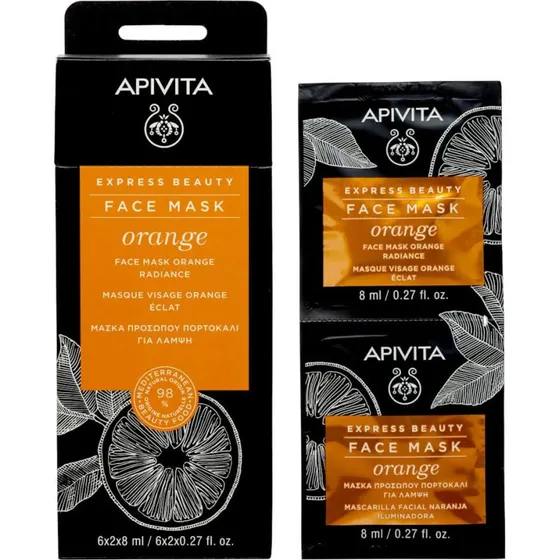 Apivita Express Beauty Verjüngende Gesichtsmaske mit Orange, 2x8ml