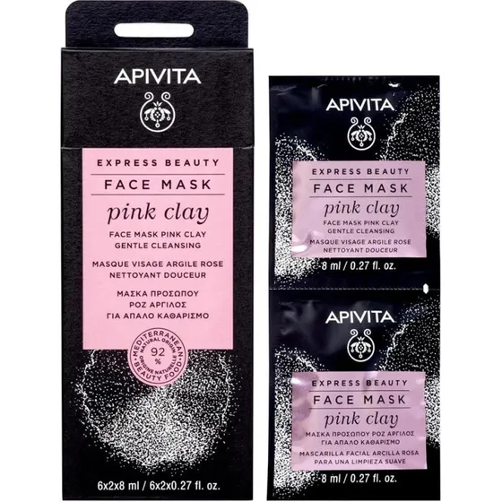 Apivita Express Beauty Gesichtsmaske mit rosa Tonerde, 2x8ml