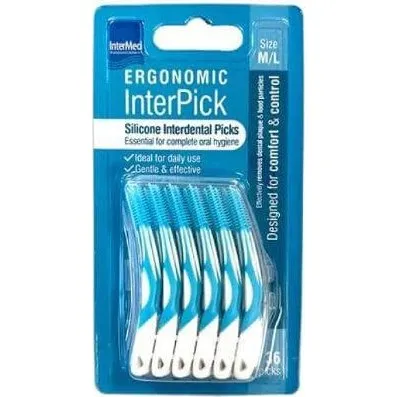 INTERMED InterPick Silikonbürsten Blau M/L, 36 Stück