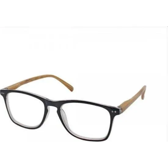 EYELEAD E211 Presbyopie Brille Schwarz mit roten Holzbügeln, 4.00