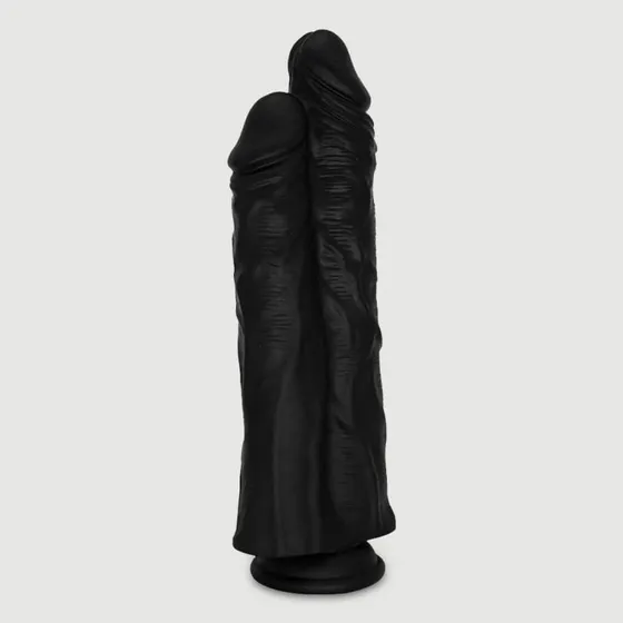 Sexopolis Atlas 26,5 cm Doppel-Dildo aus Silikon mit Saugnapf - Schwarz
