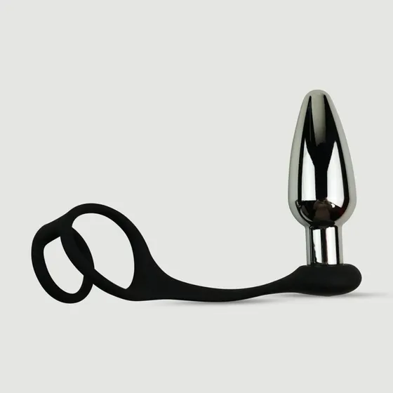 Sexopolis Anal Intruder Vibrating Butt Plug mit Double Cock Ring - Silber