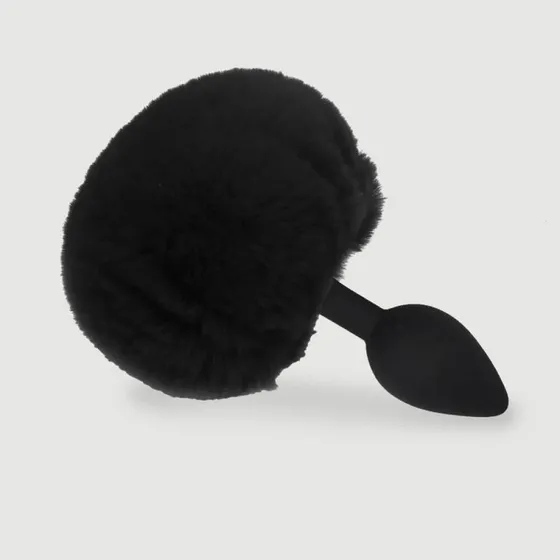 Sexopolis Großer Bunny Tail Butt Plug aus Silikon - Schwarz