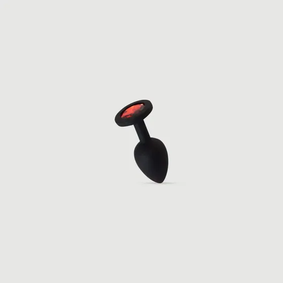 Anal Collection Silikon Small Butt Plug mit Schmuckstein - Schwarz/Rot