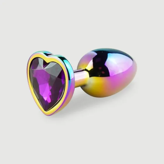 Anal Collection Kleiner Metall Butt Plug mit Herz-Juwel - Lila