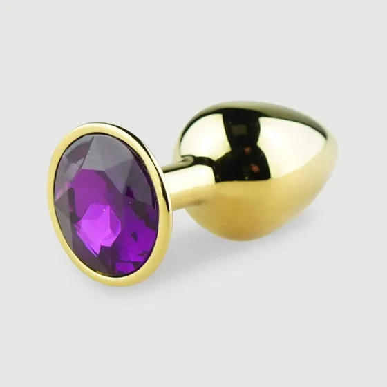 Anal Collection Metall Butt Plug mit Schmuckstein - Gold/Rot