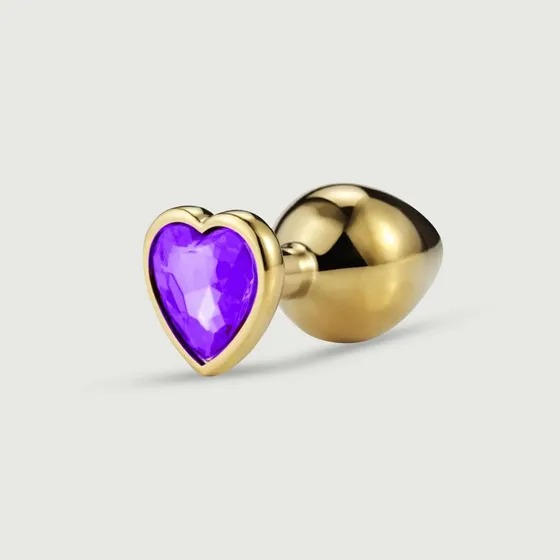 Sexopolis Anal Collection Medium Metall Butt Plug mit Herz-Juwel - Gold/Lila