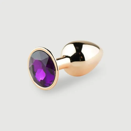 Anal Collection Kleiner Metall Butt Plug mit Schmuckstein - Pink/Lila
