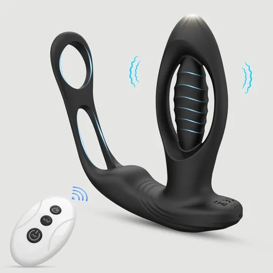 Prostata Tickler Silikon-Prostata-Vibrator, ferngesteuert, Schwarz