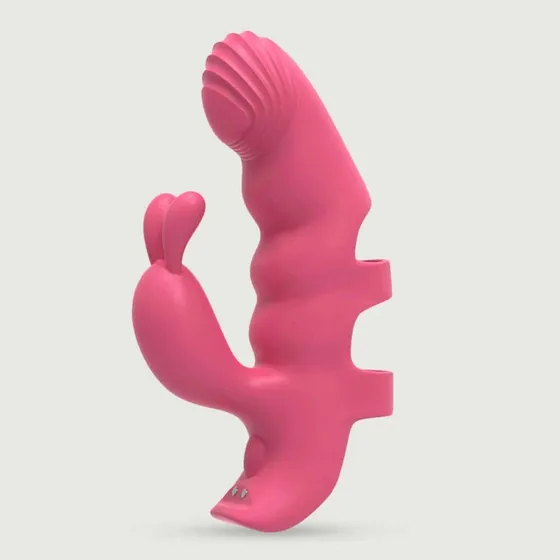 Finger Me Baby Silikon Finger Vibrator mit Klitoris Stimulator - Rosa