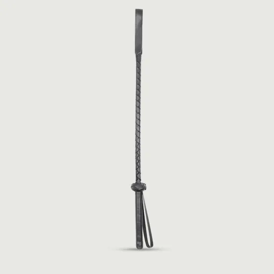 Lederschere mit geflochtenem Stiel und geteilter Spitze, 45 cm, Schwarz