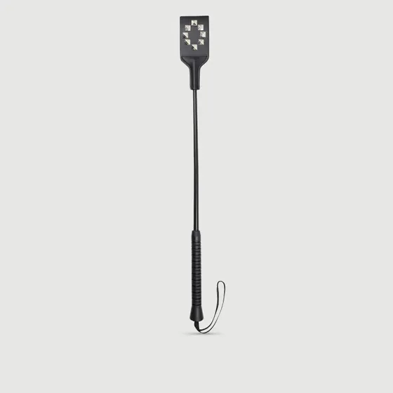 Quadratische Reitgerte mit Metallnieten, 53 cm, Schwarz