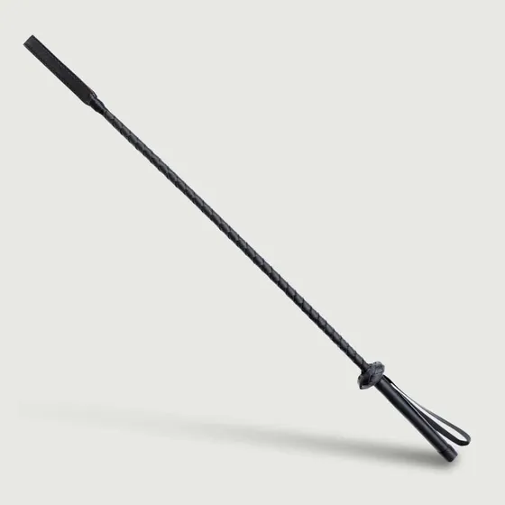 Leder Reitgerte mit Doppelriemen Spitze, 71 cm, Schwarz