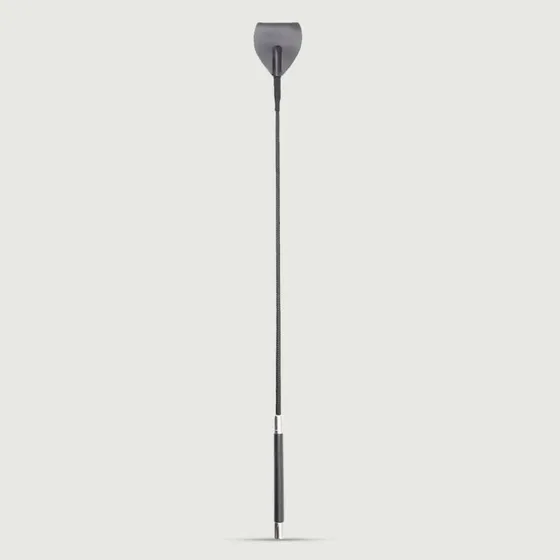 Leder-Reitgerte mit breiter Spitze, 71 cm - Schwarz