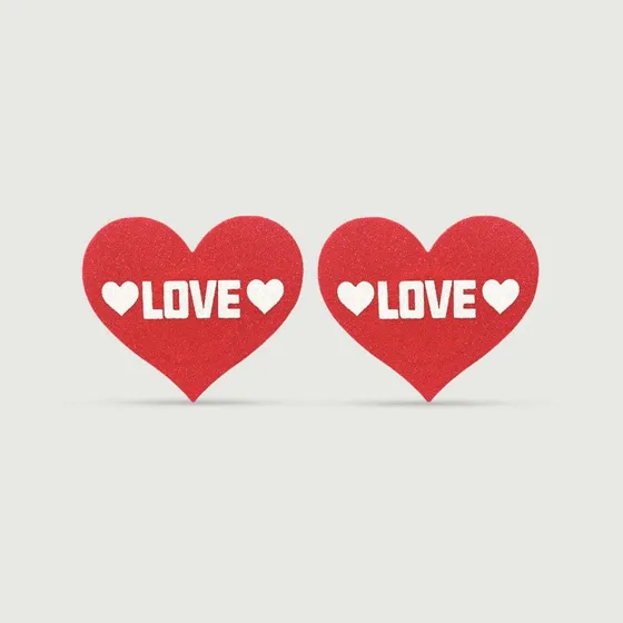 Glitter Heart Shaped Nipple Cover - Rot