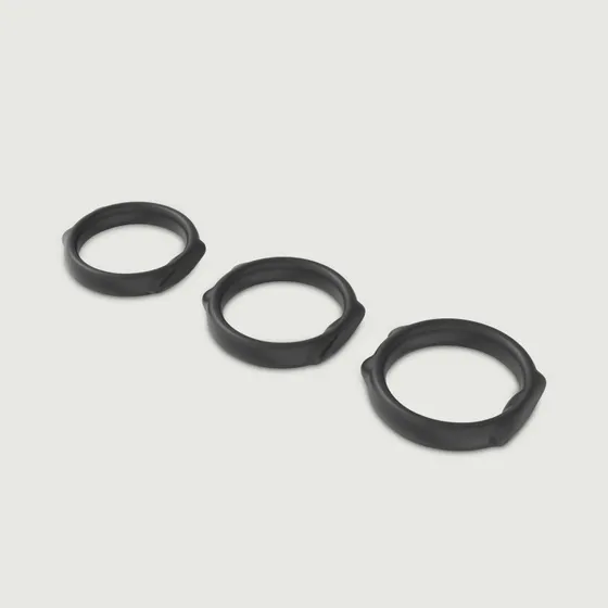 Katzenohren 3er Silikon-Schwanzring-Set - Schwarz