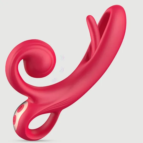 Rabbit Flapping Silikon Vibrator mit flexiblem Klitoris-Stimulator - Rot