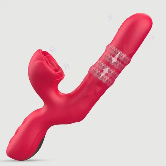 Silikon Rabbit Vibrator mit internen Perlen - Rot