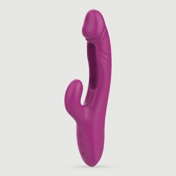 Gebogener Silikon Rabbit-Vibrator mit G-Slapping - Pink