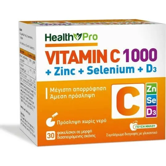 Health Pro Vitamin C 1000, Zink, Selen & Vitamin D3 - 30 Portionen