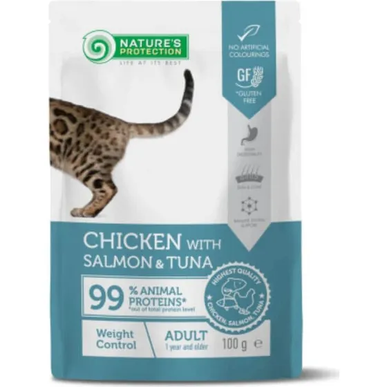 NATURES PROTECTION Weight Control Katzenfutter Huhn & Lachs (100g)