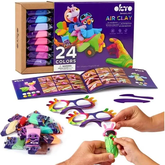 OktoClay Air Clay Kreationsset, 24-teilig, ab 3 Jahren