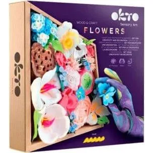 Wood & Craft Holzrahmen Modellierset Blumen 3, 21 x 21 cm