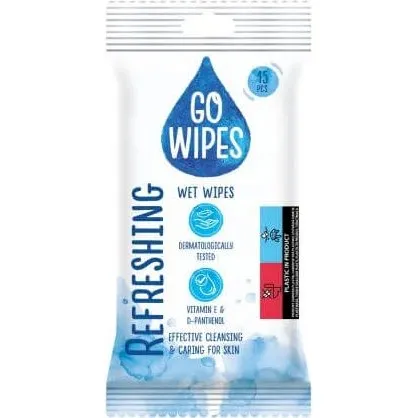 Go Wipes Universal Antibakterielle Feuchttücher, 15 Stück