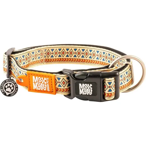 MAX & MOLLY Smart ID Ethnic Hundehalsband, Beige, S (28-45cm)