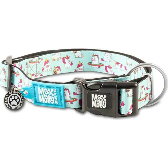 MAX & MOLLY Smart ID Unicorn Hundehalsband, Blau, S (28-45cm)
