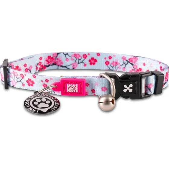 MAX & MOLLY Smart ID Cherry Bloom Katzenhalsband, Blau/Rosa