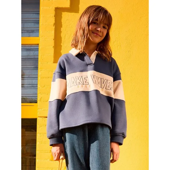 Roxy Iconic Waves Mädchen Sweatshirt Blau Boxy Fit