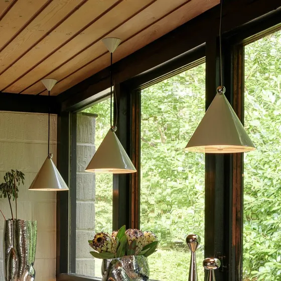 Tom Dixon Pose LED-Hängelampe grau-beige Ø 25 cm Stahl dimmbar