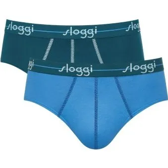 Sloggi Start Midi Briefs für Herren - 2er-Pack Baumwolle, Blau