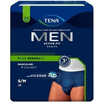 Tena Men Active Fit Pants Plus S/M, 9er-Pack, Marineblau