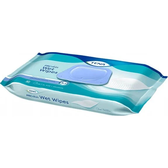 Tena Wet Wipes 3-in-1 Feuchttücher mit Clip, 48 Stück