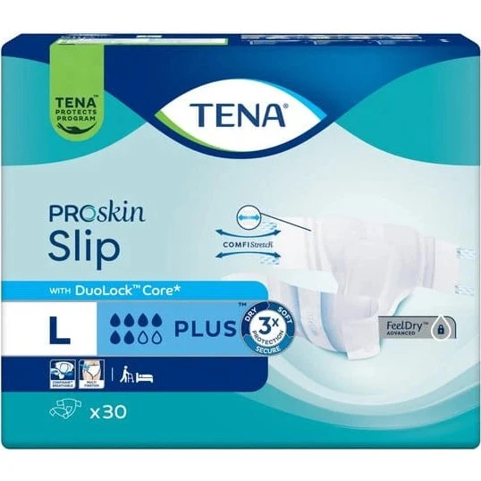 TENA Slip ProSkin Plus Inkontinenzwindeln, Größe L, 30 Stück