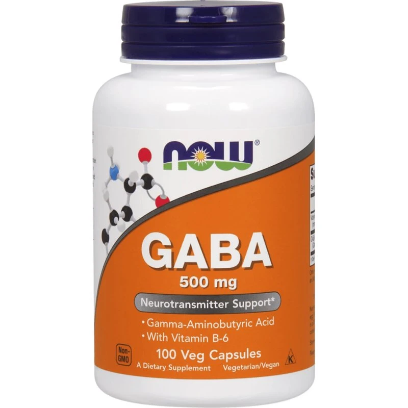 Now Foods GABA 500 mg + Vitamin B6, 100 vegetarische Kapseln