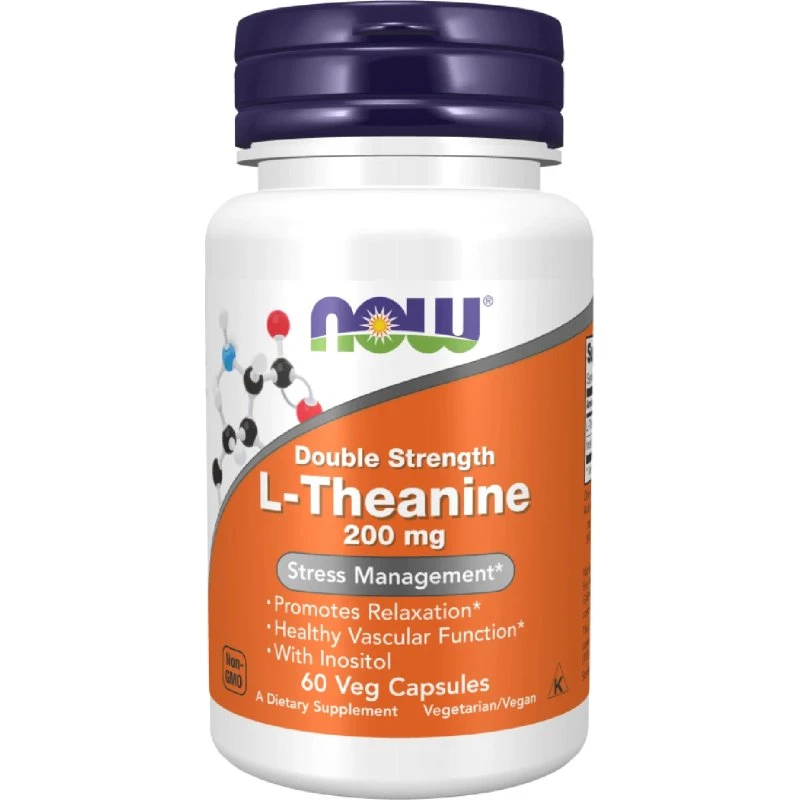 Now Foods L-Theanin 200 mg mit Inositol, 60 vegane Kapseln
