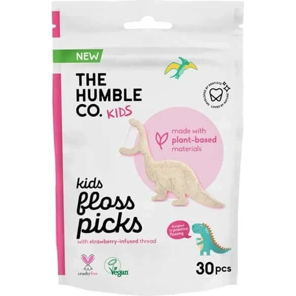 Humble Kinderzahnseide mit Erdbeergeschmack, 30 Floss Picks