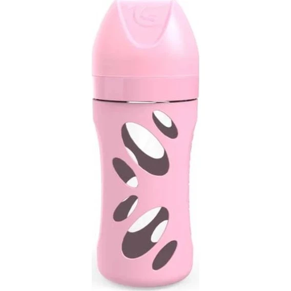 Twistshake Anti-Kolik Glasflasche 260ml Rosa (M Sauger)