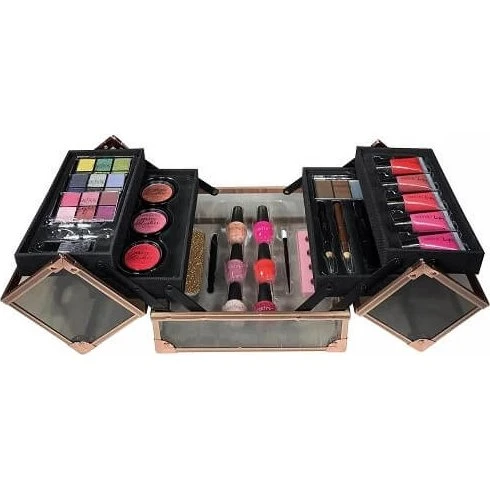 Technic Beauty Case mit Kosmetikset, Schwarz & Roségold