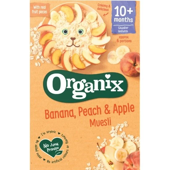 Organix Bio-Müsli mit Banane, Pfirsich & Apfel, 200g, ab 10 Monaten