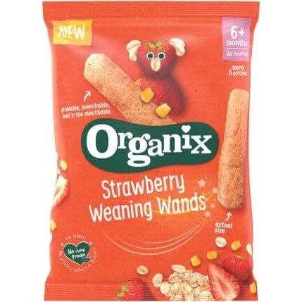 Organix Bio-Mais-Hafer-Sticks mit Erdbeeren, 25g, ab 6 Monaten