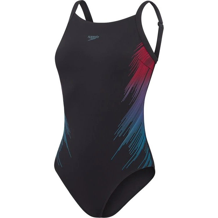 Speedo Shaping Scoop Neck Badeanzug 1PC Schwarz/Rosa