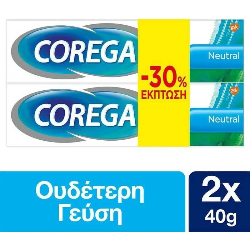 COREGA Neutrale Fixiercreme für Zahnersatz, 2x40g